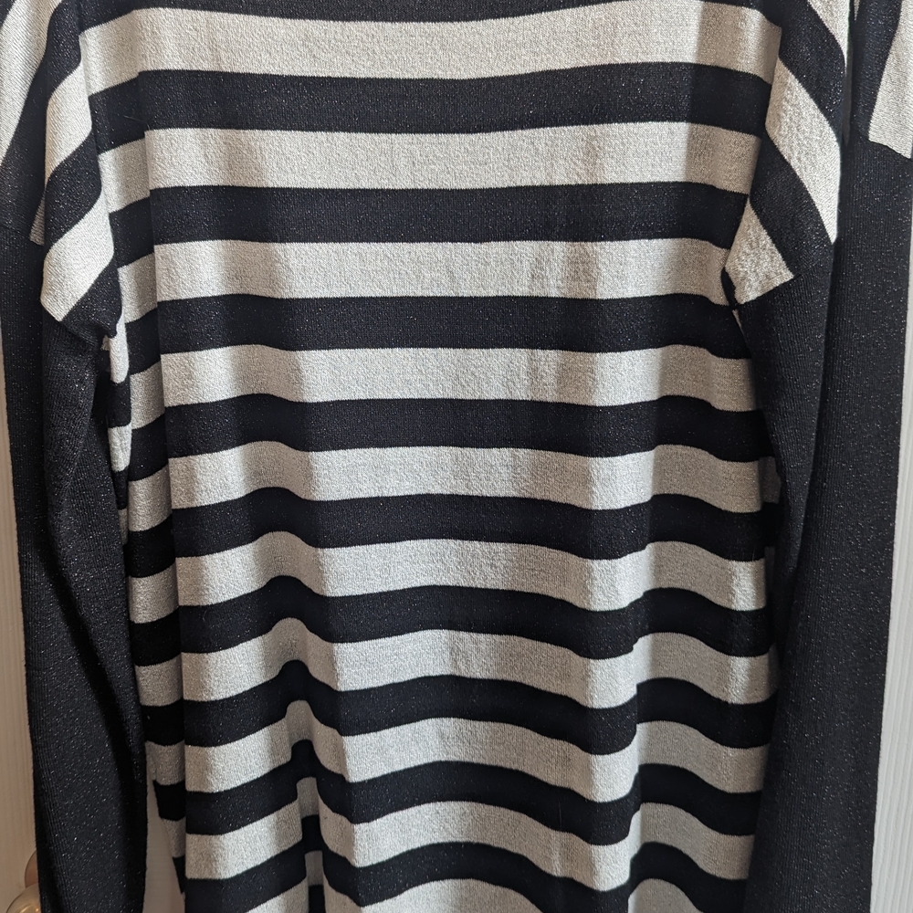 Dana Buchman Black and White Striped Sweater